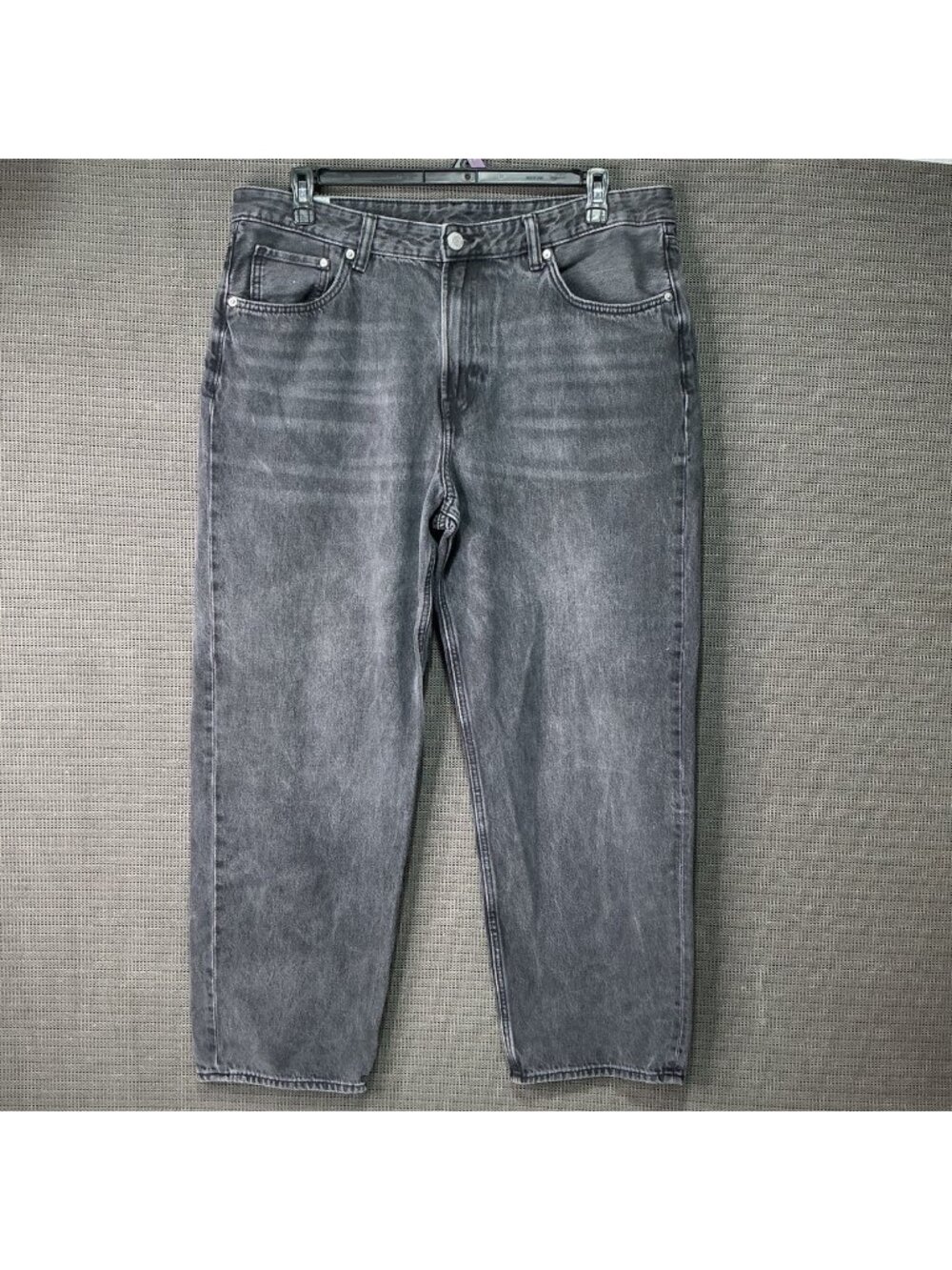 H&M Loose Fit Grey Denim Men's Jeans 38/32 Straight Leg Baggy Comfortable